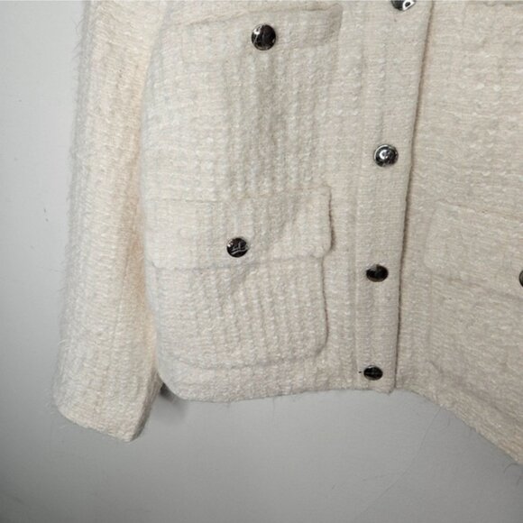 NWT ARKET Cropped Boucle Jacket Sz 6 Off White Textured - Picture 7 of 13